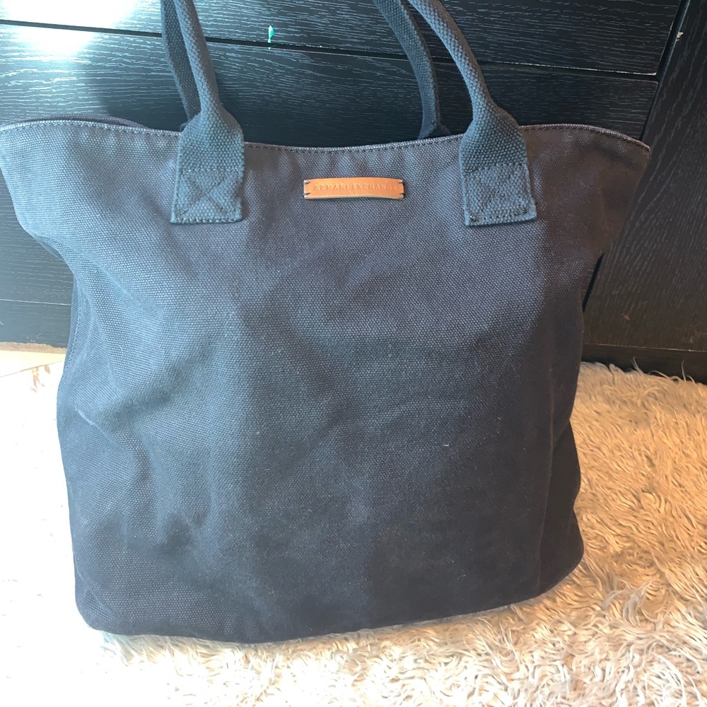 Armani Exchange black canvas tote